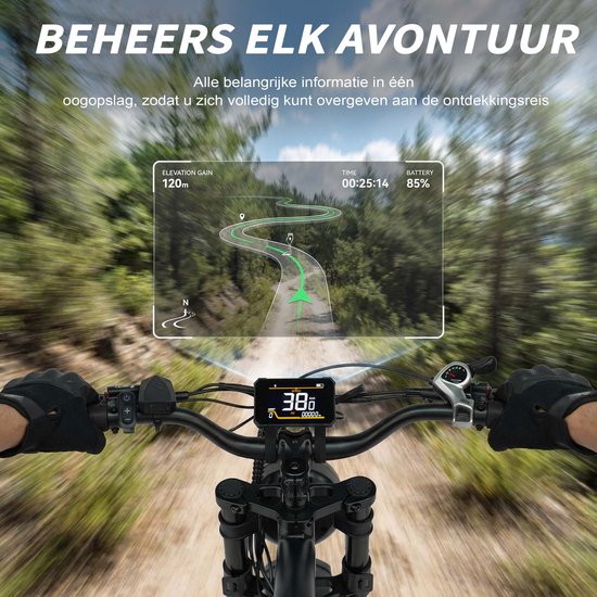Maxtron MX10 Elektrische Fiets - 648Wh Accu - Actieradius tot 100 km - 20×4.0 Inch Fatbike Banden - Dubbele Verende Voorvork (Aluminium/Staal) - Shimano 7 Versnellingen - Mechanische Schijfremmen - Stadsfiets - Max. Belastbaar 120 kg - Blauw — afbeelding 5