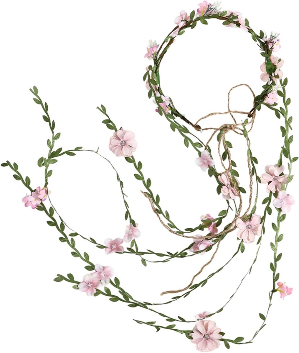 Bloemenkroon Hoofdband - Bloemen Slinger - Feestelijk Accessoire - Verstelbare Rotan - Diameter 21cm - Multicolor
