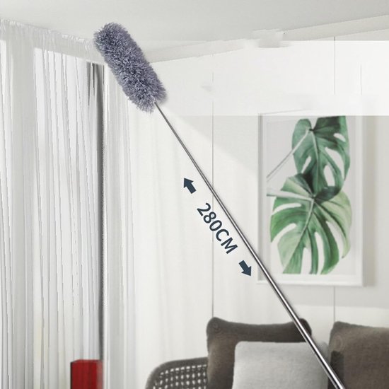 Uitschuifbare Plumeau - Microfiber Duster - Hoog Reinigen - Buigbare Kop - Tot 280 cm - Grijs — afbeelding 5