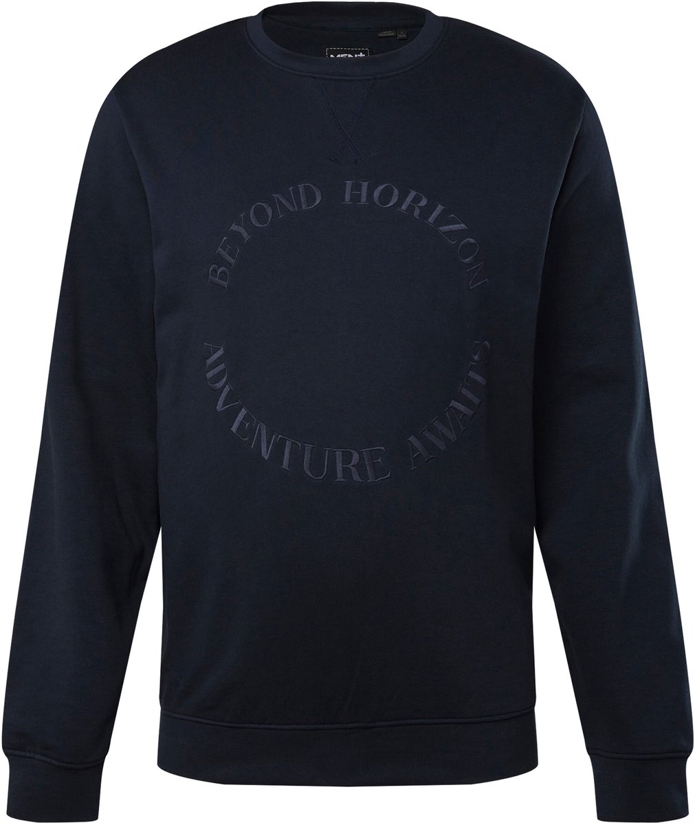 Men Plus - Heren - Sweatshirt borduursel op de borst - Navy blauw - Maat 64+