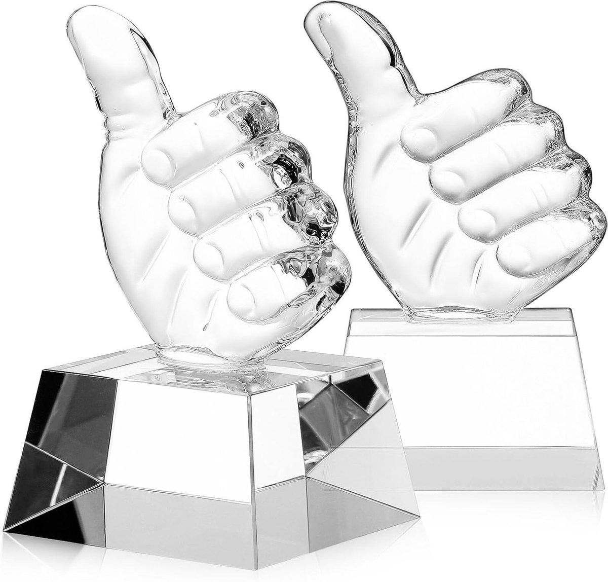 Trofee Beker - Duim Omhoog - Prijzen Uitdelen - Eledesign Design - 2 Stuks - Transparant