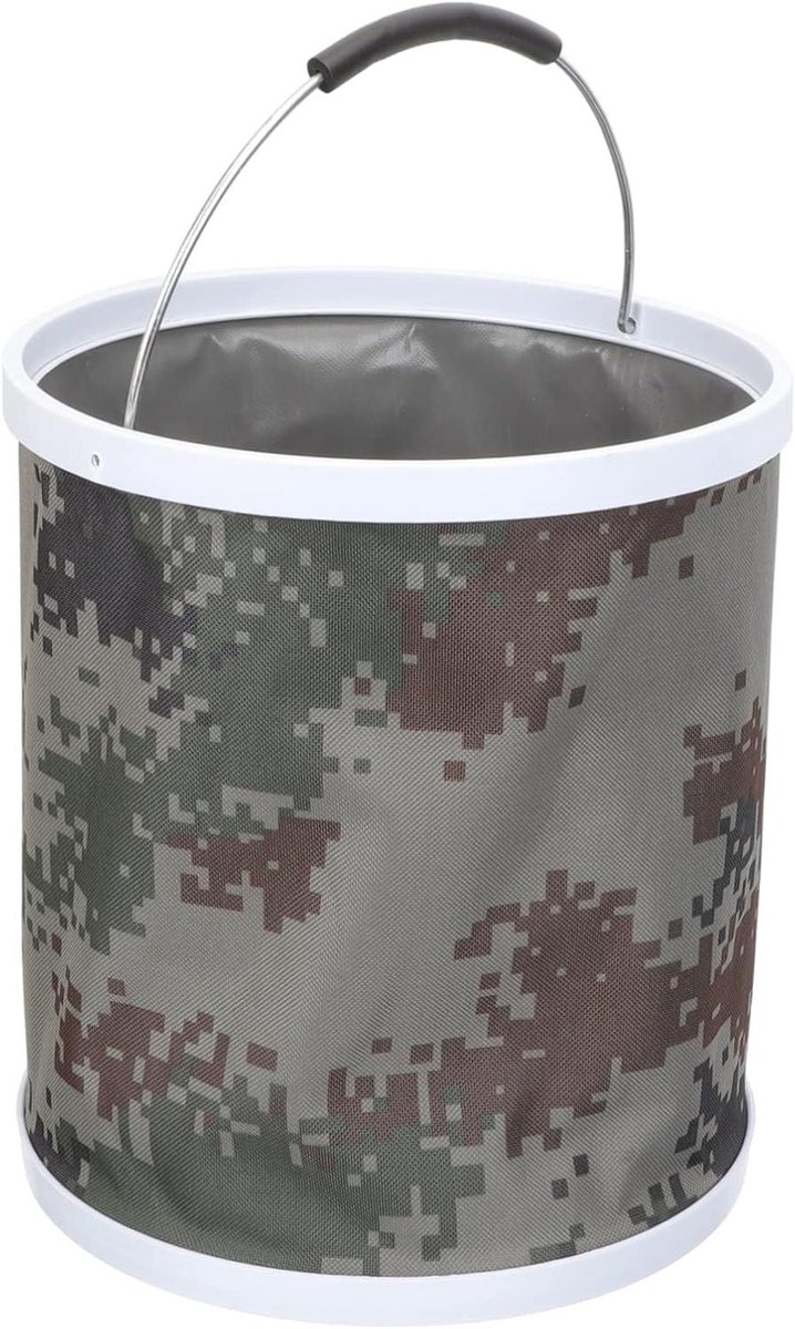 Opvouwbare Emmer - Water Container - Kamperen en Reizen - Scheurvast PVC - 13L Capaciteit - Camouflage