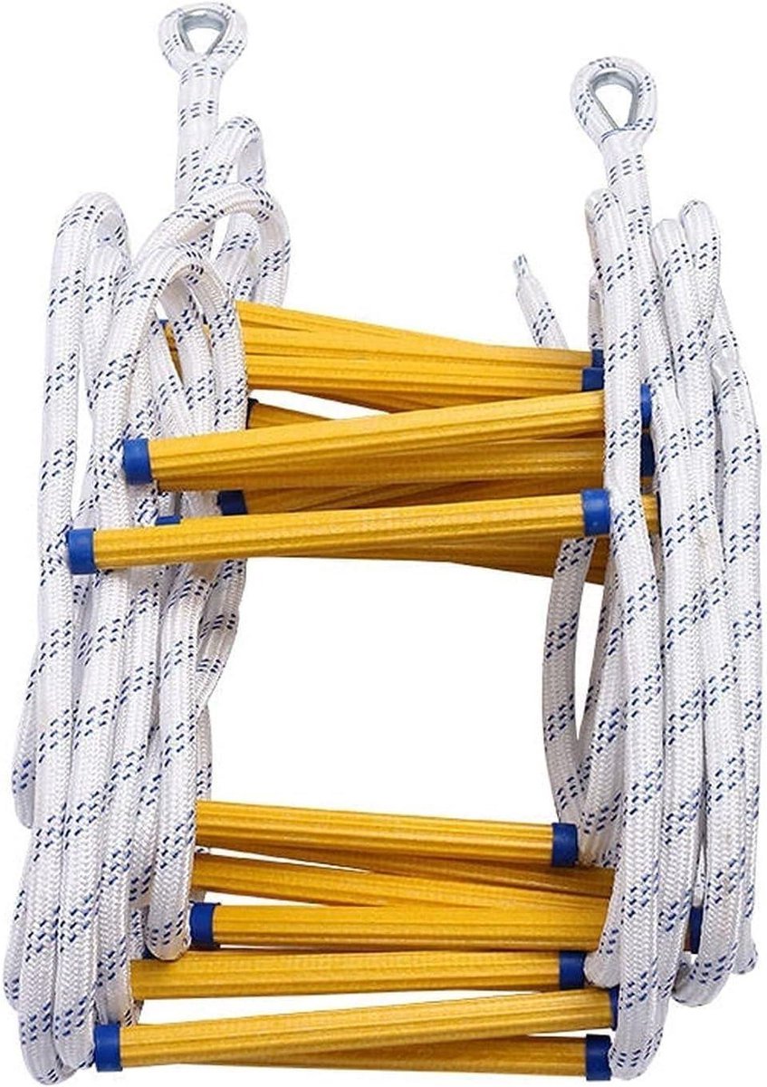 Veiligheidsladder Touwladder - Noodladder Brandtrap - Noodsituaties Ontsnappen - Sterk Draagvermogen - 20 Meter - Wit