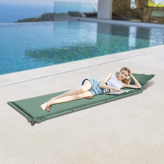Slaapmat - Kampeer mat - Outdoor comfort - Zelfopblazend - 192 x 66 cm - Groen — afbeelding 2