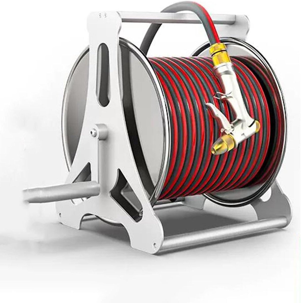 Tuinslanghaspel - Slanghouder - Buiten water geven - Draagbaar wandmodel - 10 meter - Rood