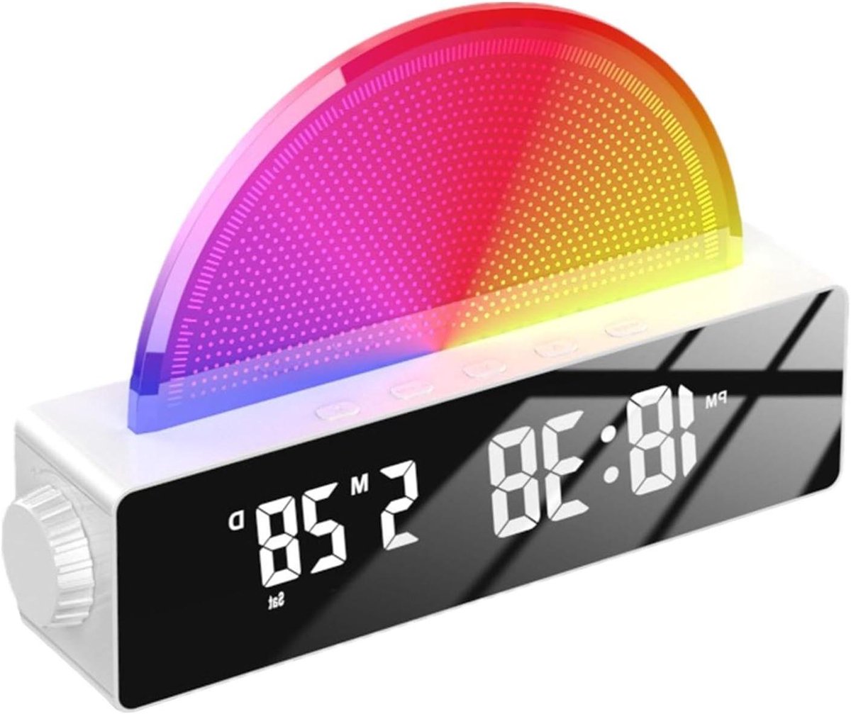Wake Up Light - Zonsopgangwekker Slim - Rustig Wakker Worden - Simuleert Zonsopgang - 10 Kleuren - Wit Spiegel