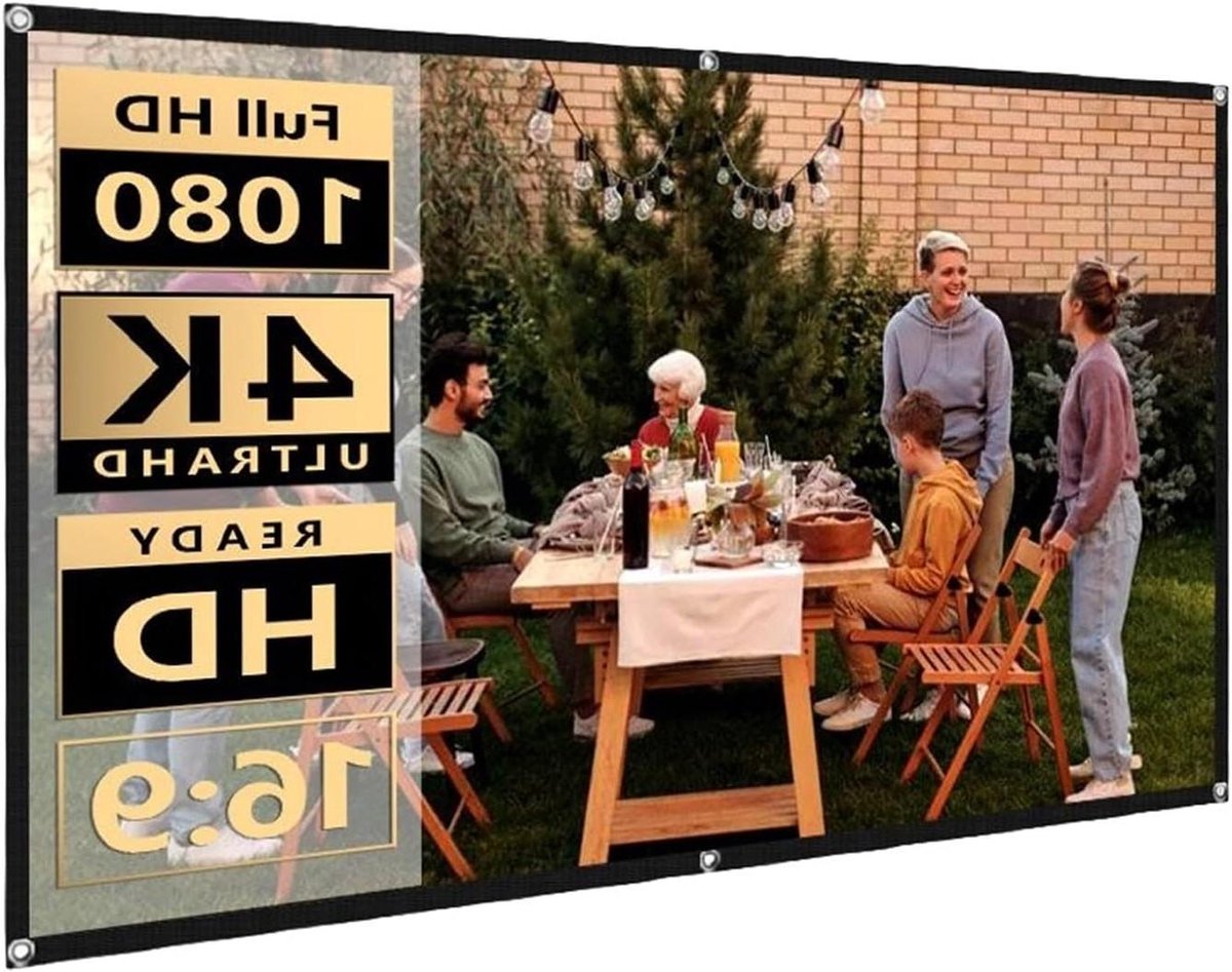 Projectorscherm - Draagbaar scherm - Thuisbioscoop creëren - Opvouwbaar ontwerp - 120 inch - Wit
