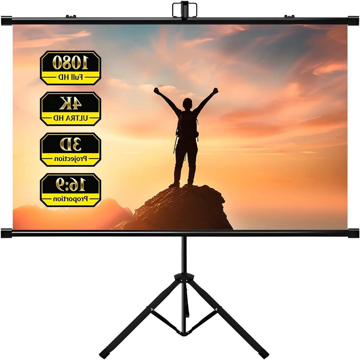 Projectiescherm Statief - Mobiel Scherm - Filmavonden Thuis - Antireflectie Glasvezel - 60 tot 84 Inch - Grijs