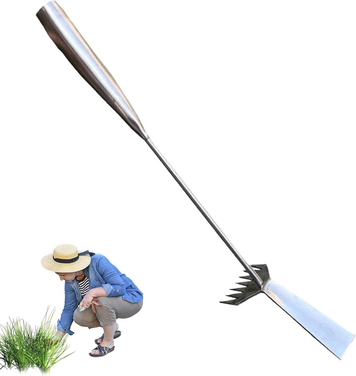 Hand Onkruidsteker - Grasverwijderaar Tuin - Bodembewerking Gazon - Ergonomische Steel - 50 cm Lengte - Metaal