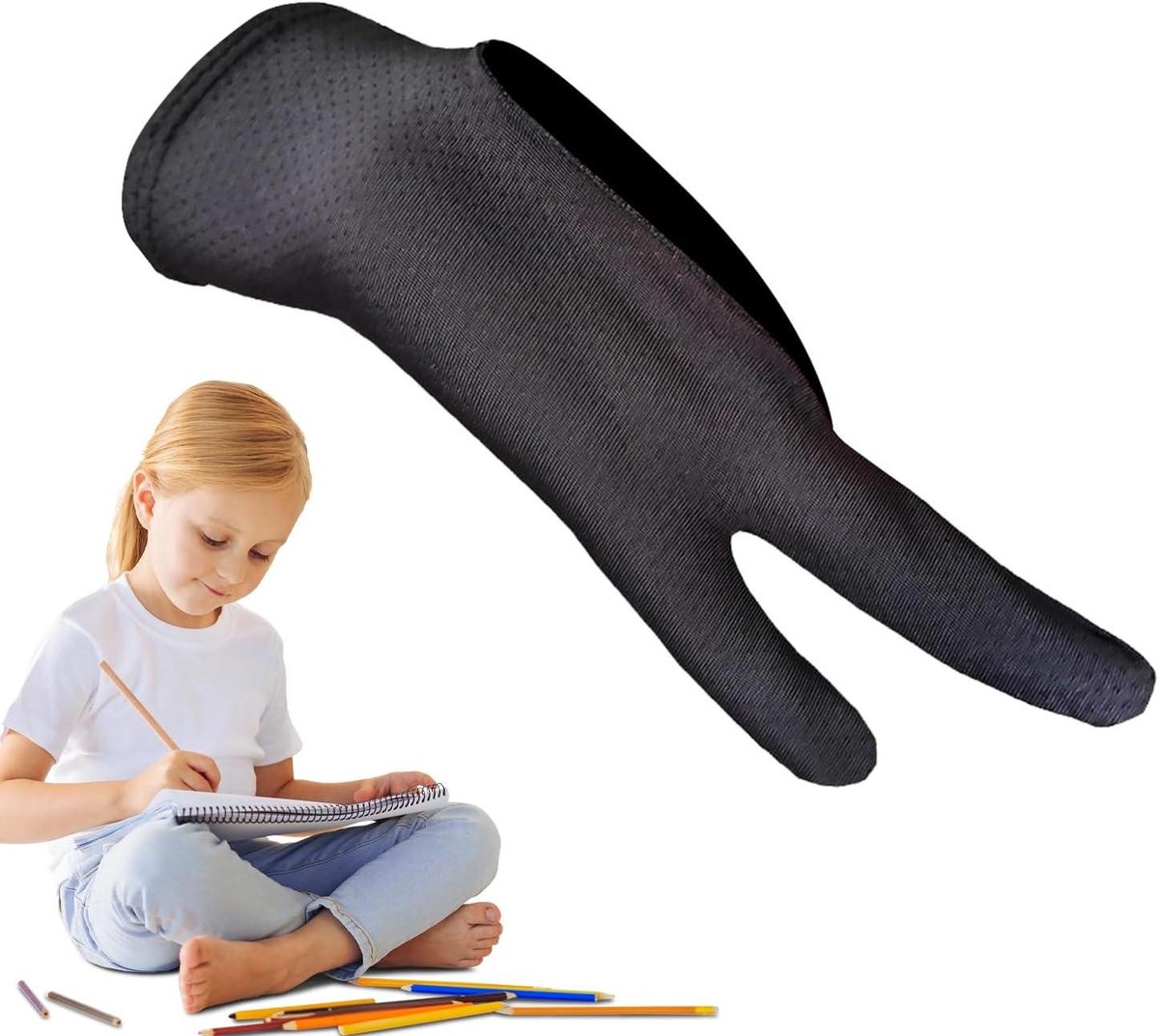 Tekentablet Handschoenen - Digitale Kunst - Wrijving Verminderen - Ademend Mesh Materiaal - 2 Stuks - Zwart