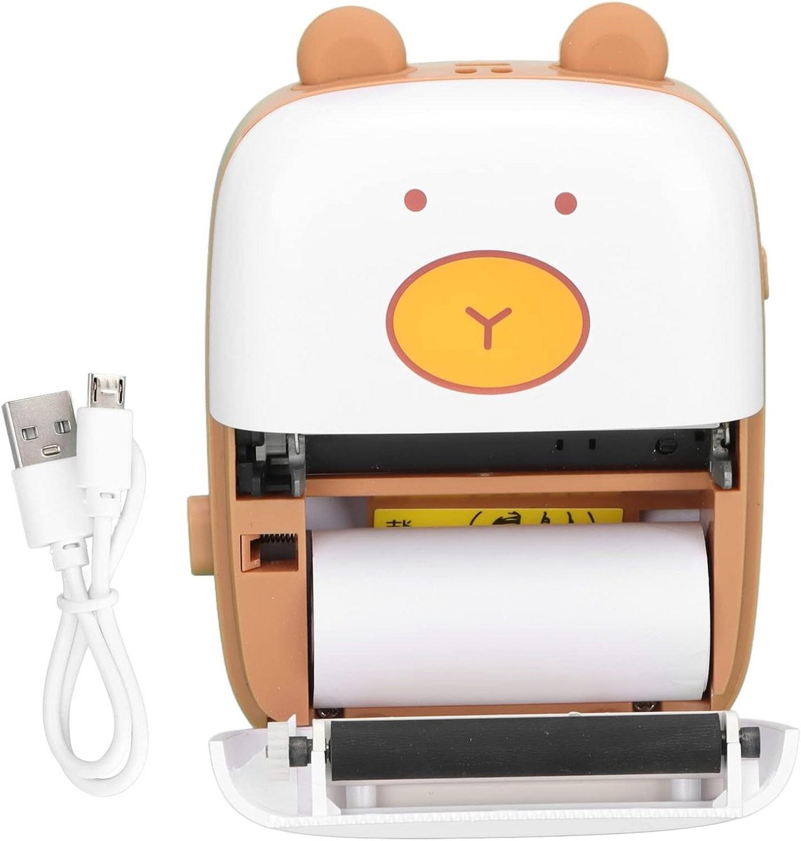 Mini Printer - Draagbare Printer - Leren en Hobby - Schattige Berenvorm - 12 x 9 x 4 cm - Wit