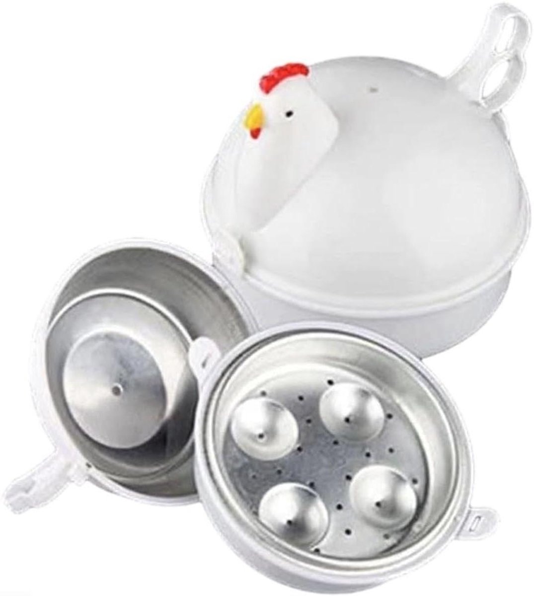 Magnetron Eierkoker - Stoomboot Koken - Ontbijt Bereiden - Met Water Tank - 14 x 14 cm - Wit