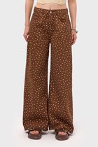 It's Basic - POLKA BAGGY LOW RISE JEANS - CHOCOLATE
