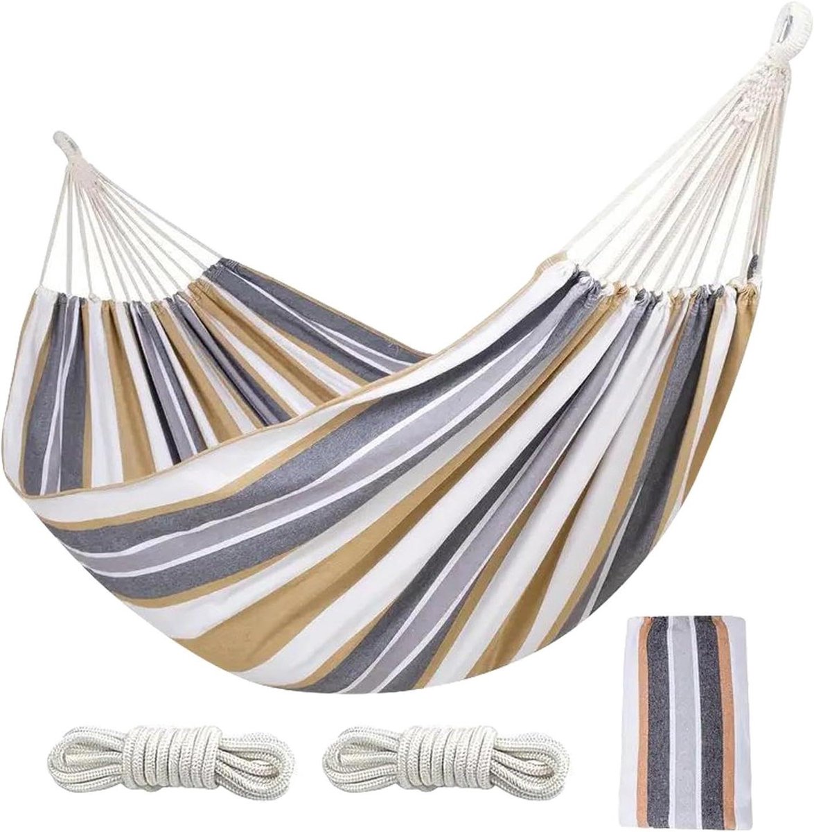 Hangmat - Kampeerhangmat - Buiten Ontspannen - Verdikt Polyester Katoen - 260x150cm - Gestreepte