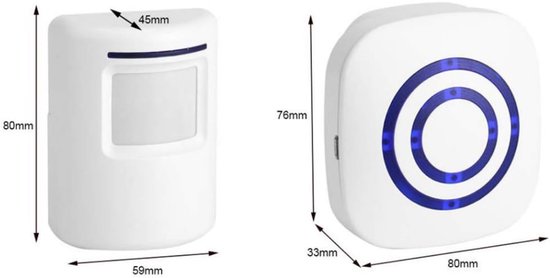 TOVBMUP Proximity deurbel - draadloos deuralarm - met 1 elektronische plug-in ontvanger, 1 PIR bewegingsmelder — afbeelding 2