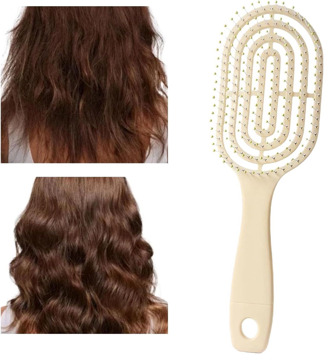 Haarkam Krullend Haar - Ontwarrende Borstel - Dagelijks Stylen - Flexibele Borstelharen - 23.5 cm - Zwart
