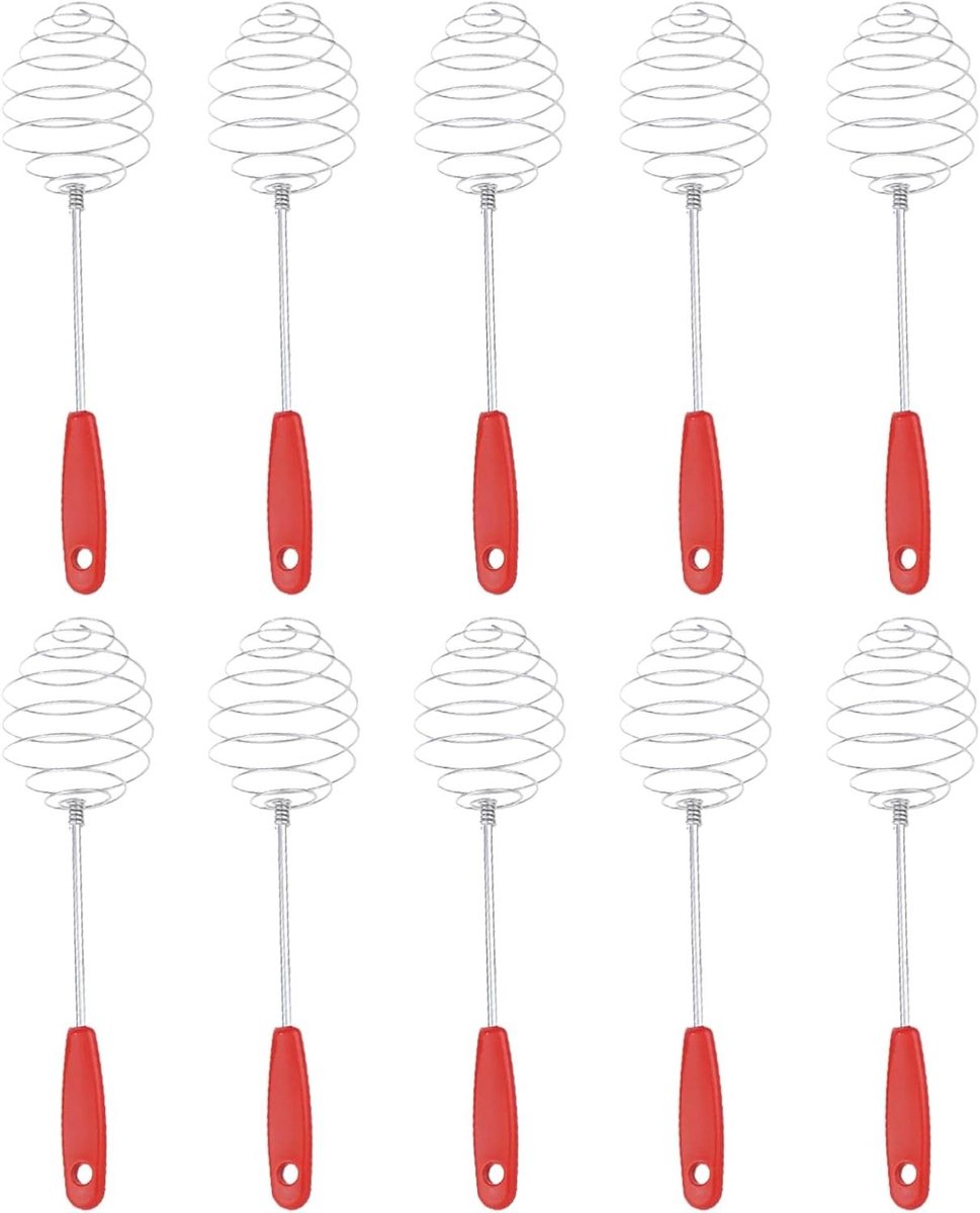 Grafische garde - Handmatige mixer - Sausen en room mixen - Veerkern constructie - 10 stuks - Rood