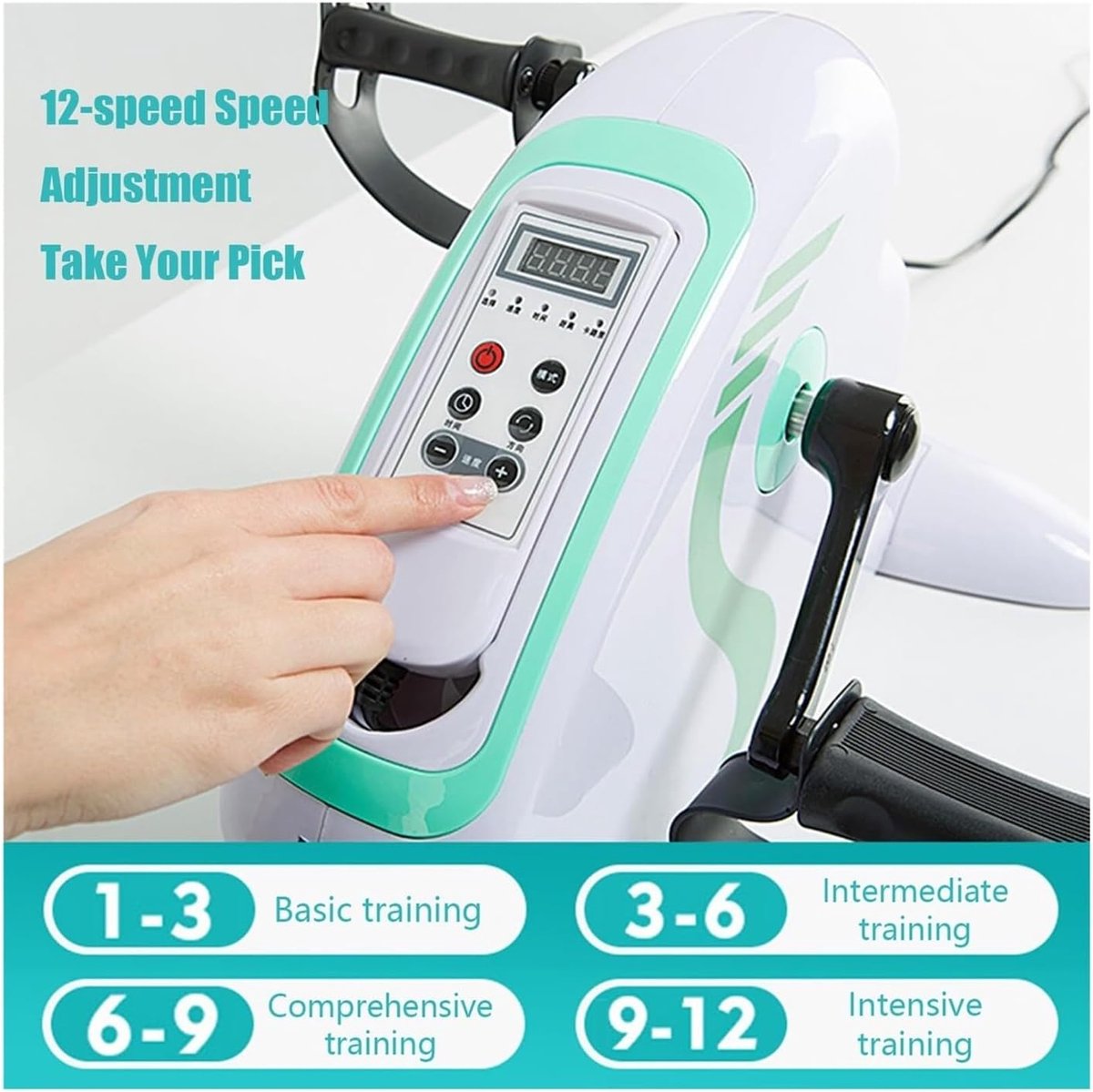 Elektrische Fietstrainer - Mini Hometrainer Pedaalapparaat - Onder Bureau Bewegen - 12 Snelheden Afstandsbediening
