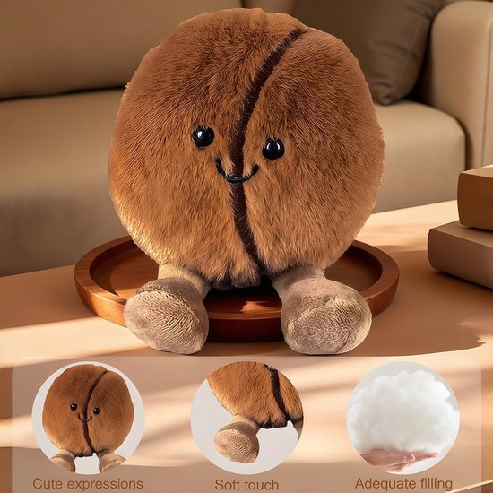 Pluche Koffieboon - Knuffeldier Hanger - Decoratieve Accessoire - Zacht PP Katoen - 13 cm - Bruin — afbeelding 3