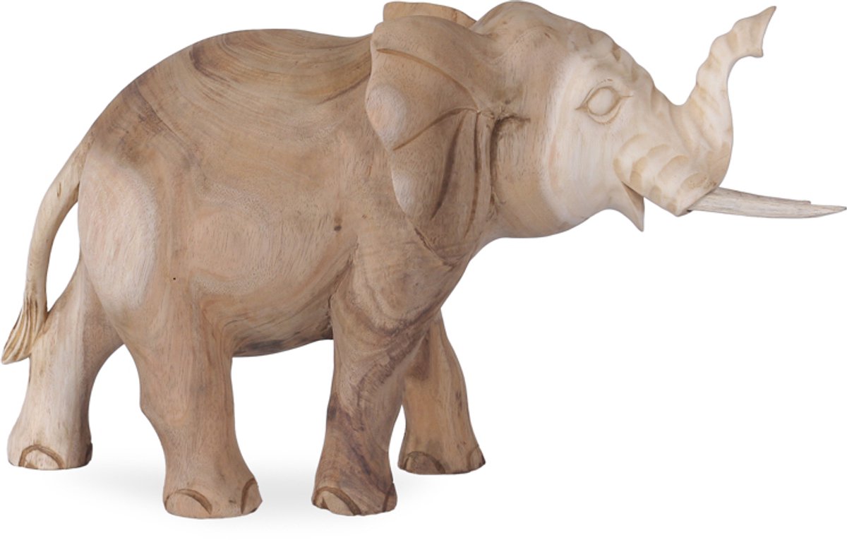 Houten Olifant “Elphas” – Grote Uitvoering – Handgemaakt uit Één Stuk Hout – Exclusief Vakmanschap uit Indonesi