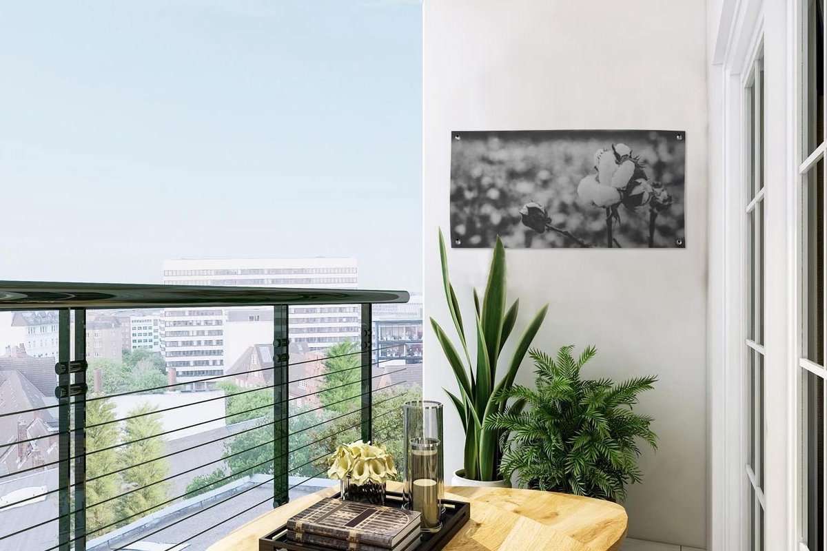 Tuinposter - Tuindoek - Tuin decoreren - UV bestendig - 60x30 cm - Zwart Wit