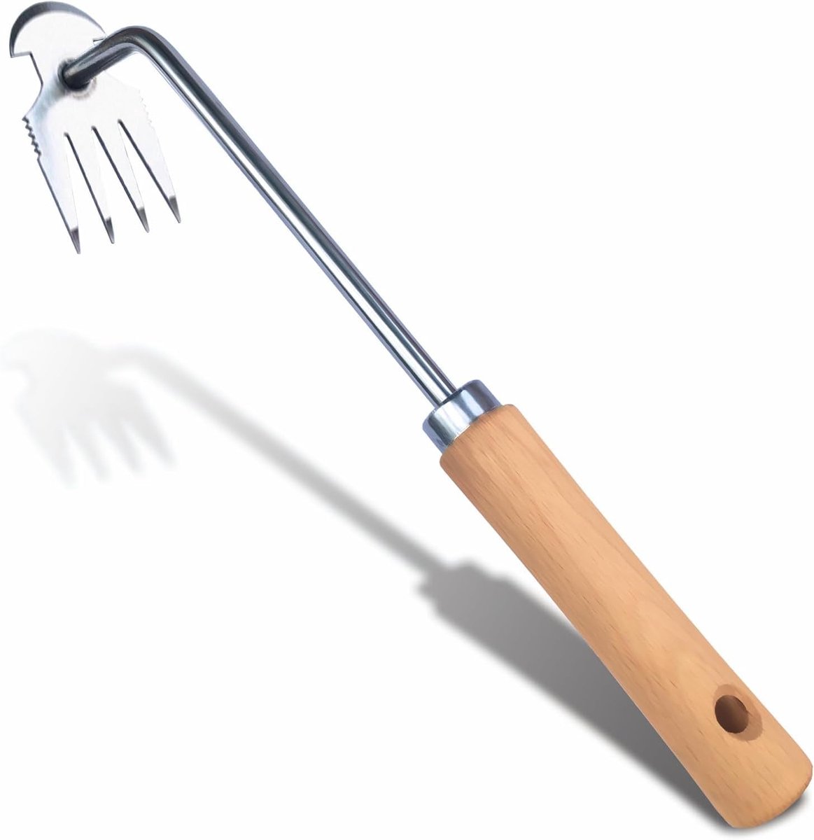 Onkruidgereedschap - Wortelverwijderaar - Gazon Onderhoud - 4-klauw ontwerp - 32 cm lengte - Houtkleurig
