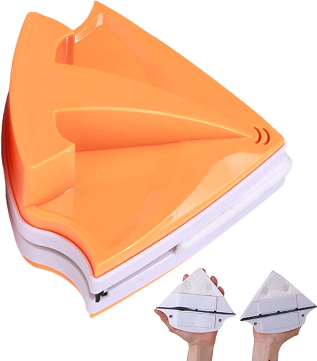 Magnetische Raamtrekker - Dubbelzijdige Wisser - Ramen Reinigen - Driehoekig Ontwerp - 3-12 mm - Oranje