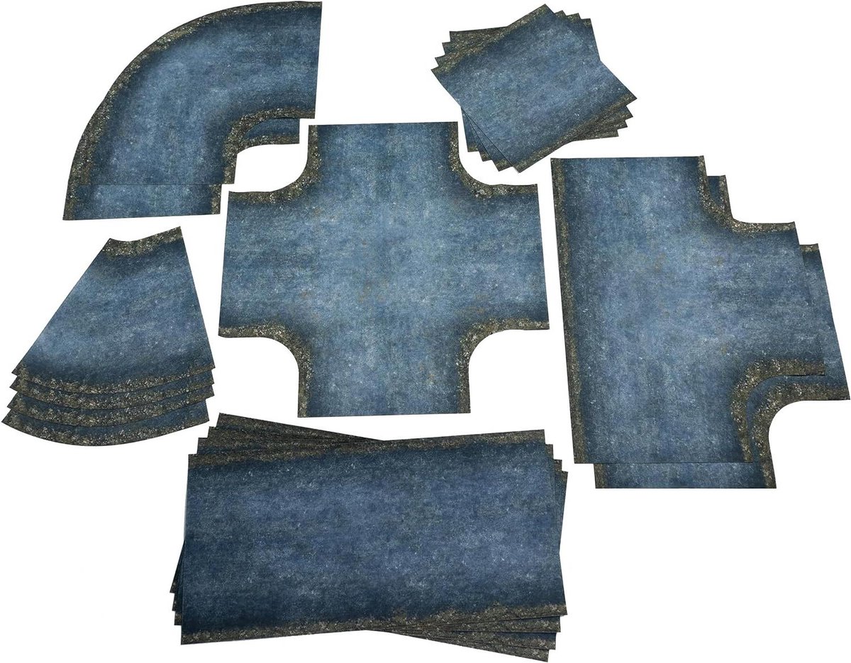 Asfaltwegen Antislip Set - Wegenmat Speelgoed - Vechtspellen RPG's - Modulaire 2D Rubberen Strata - 63 inch breed - Grijs