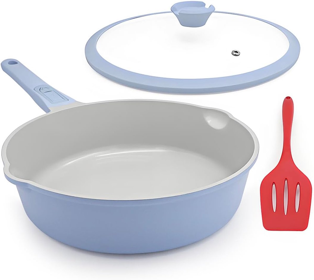 Keramische koekenpan - Antiaanbak pan - Veelzijdig koken - Afneembaar handvat - 30 cm - Blauw