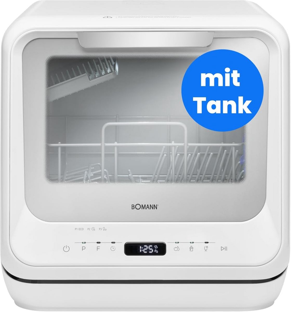 Compacte tafelvaatwasser met optionele wateraansluiting voor thuis en camping