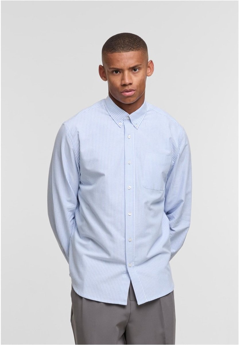Urban Classics Striped Button Up Oxford Overhemd L Blauw