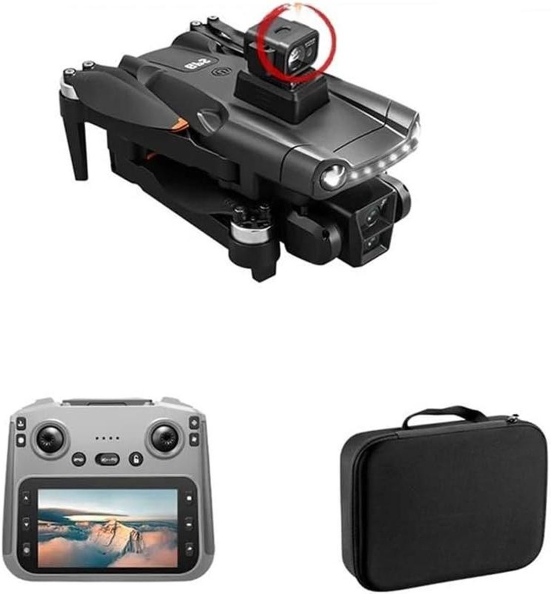 Opvouwbare Drone - Quadrocopter Vliegend - Luchtfotografie Maken - Dubbele 8K Camera - 30 Min Vliegduur - Zwart