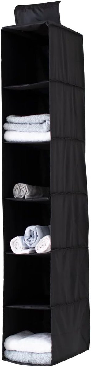 Zware Duurzame Opberg Organizer met 6 Planken voor Kleding en Accessoires - Zwart, 20cm
