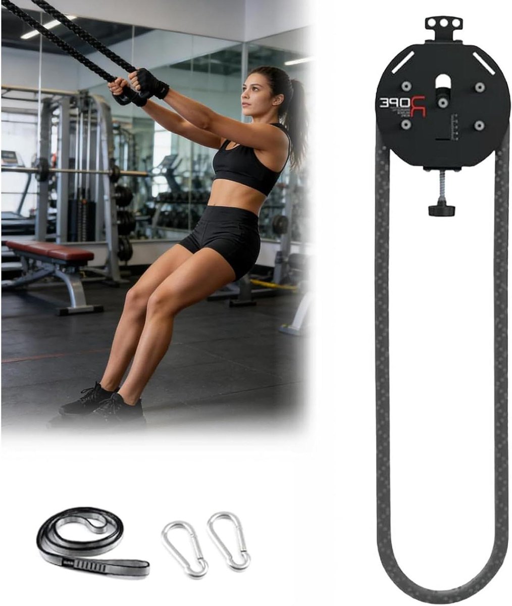 Touwtrainer - Fitness touw - Kracht training - Instelbare weerstand - 4 meter touw - Rood/Zwart