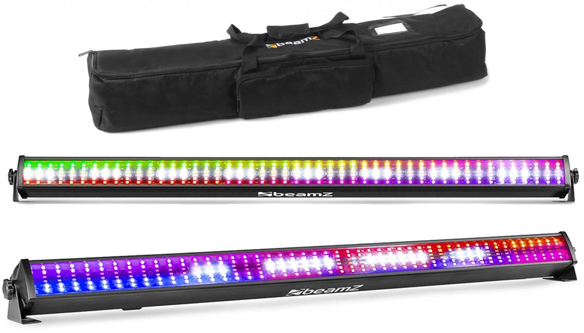 BeamZ set van 2 LCB288 RGBW LED Barren in flightbag - Wash en stroboscoop - 102 cm