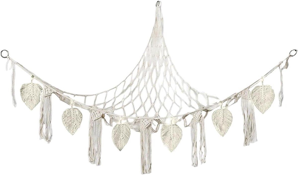 Opberg Hangmat - Speelgoed Net - Kamer Organiseren - Decoratief Accent - 140 x 110 cm - Wit