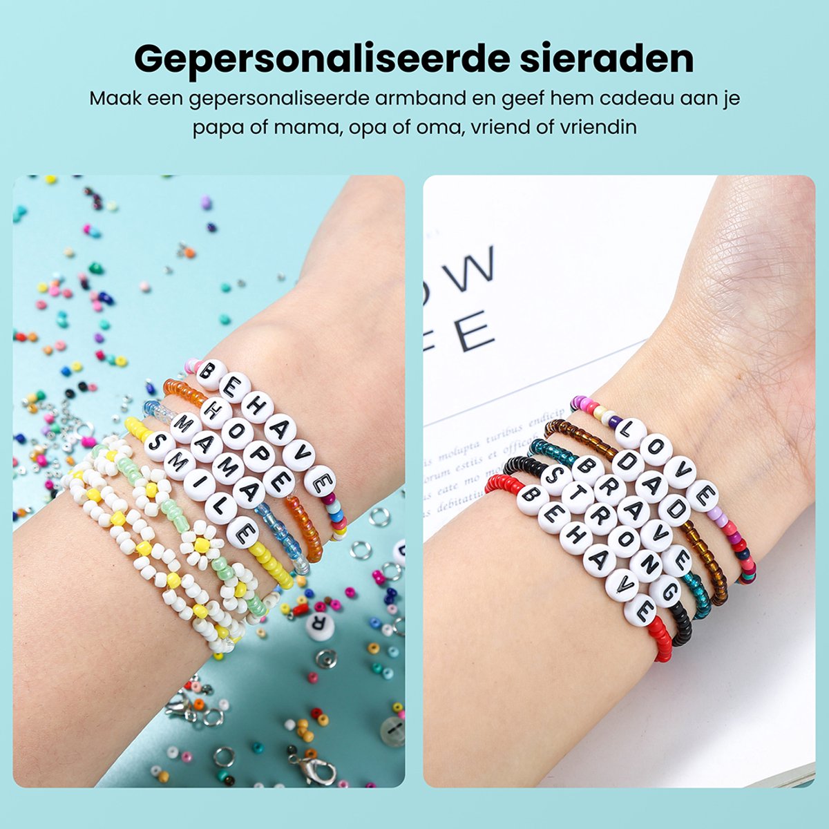 Behave Glaskralen & Klei Set Deluxe — 10.753 Kralen — Glaskralen 3 mm + Polymeer Klei 10 mm + Letterkralen + Rijgdraad — afbeelding 12