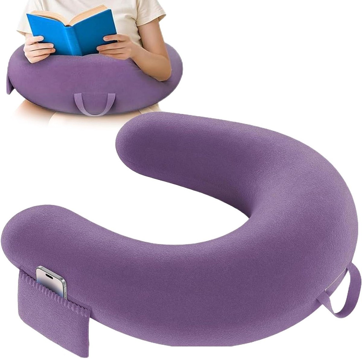 Speelkussen - Armsteun kussen - Comfortabel lezen - Verstelbare hoogte - 40 x 34 cm - Paars