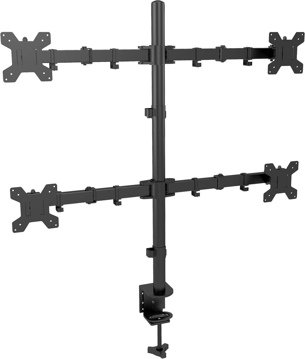 Monitor Arm - Scherm Beugel - Multitasken Bureau - Voor Vier Schermen - 13-27 Inch - Zwart