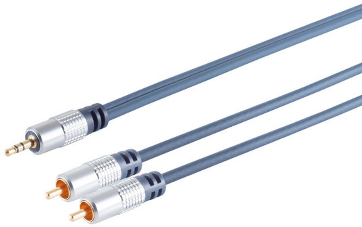 Stereo Tulp (m) - 3,5mm Stereo Jack (m) Kabel - Verguld - Premium - 10 meter - Blauw