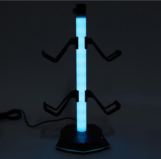 Koptelefoon Controller Standaard - Gaming Accessoire Houder - Organiseren van Spullen - Aanpasbare RGB Verlichting - 315x175x19cm - Zwart — afbeelding 3