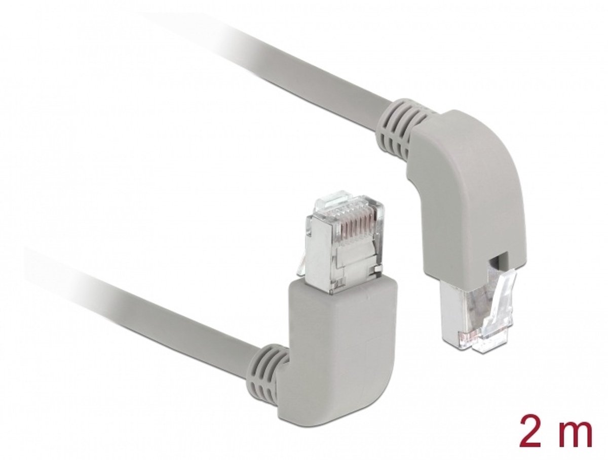 Delock Network cable RJ45 Cat.5e SF/UTP upwards / downwards angled 2 m