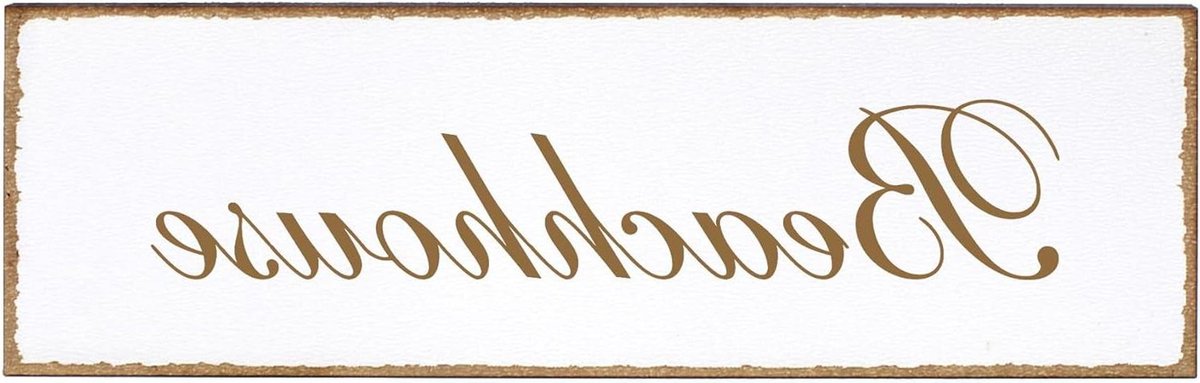 Deurbord Hout - Naamplaat Woning - Decoratie Huis - Zelfklevend Design - 150x50mm - Beachhouse
