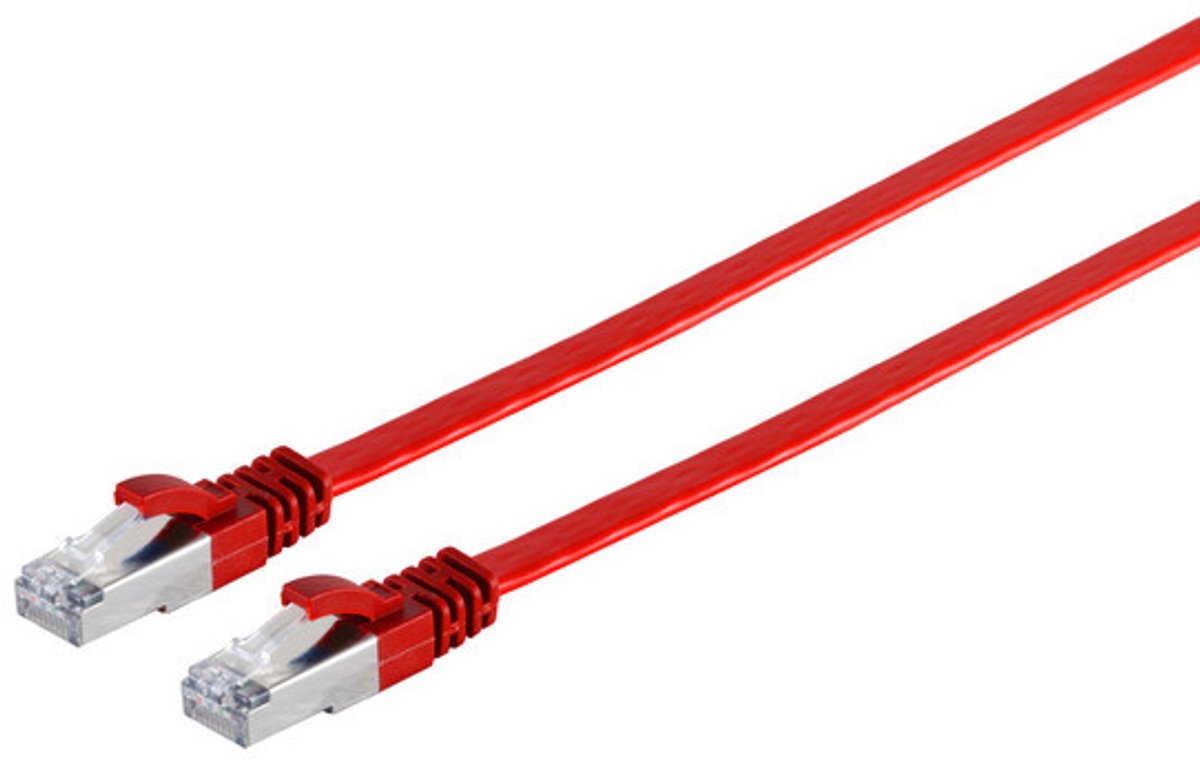 RJ45 Flachkabel m. CAT 7 Rohkabel slim rot 1m