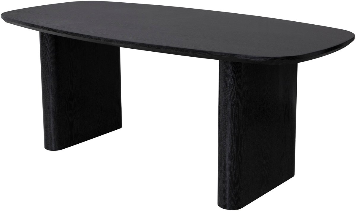 Eettafel Japandi deens ovaal 200cm zwart MDF Juno deens ovale eetkamertafel Japanse stijl