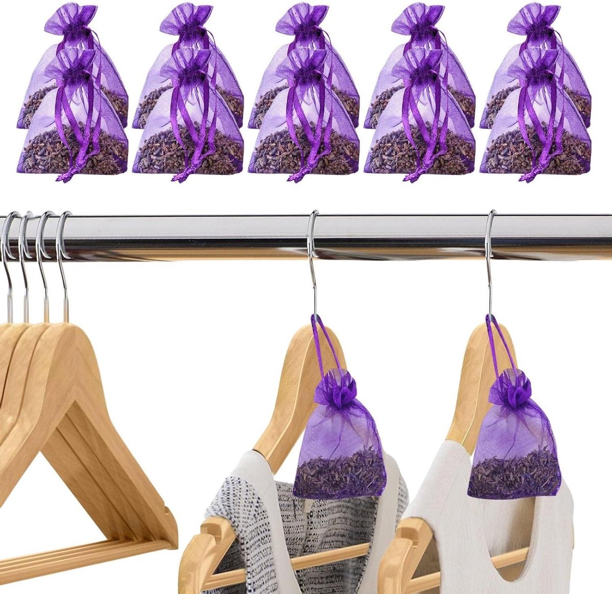 Lavendel zakjes - Geurzakjes kamergeur - Kledingkast verfrissen - Ontspannend aroma - 10 s