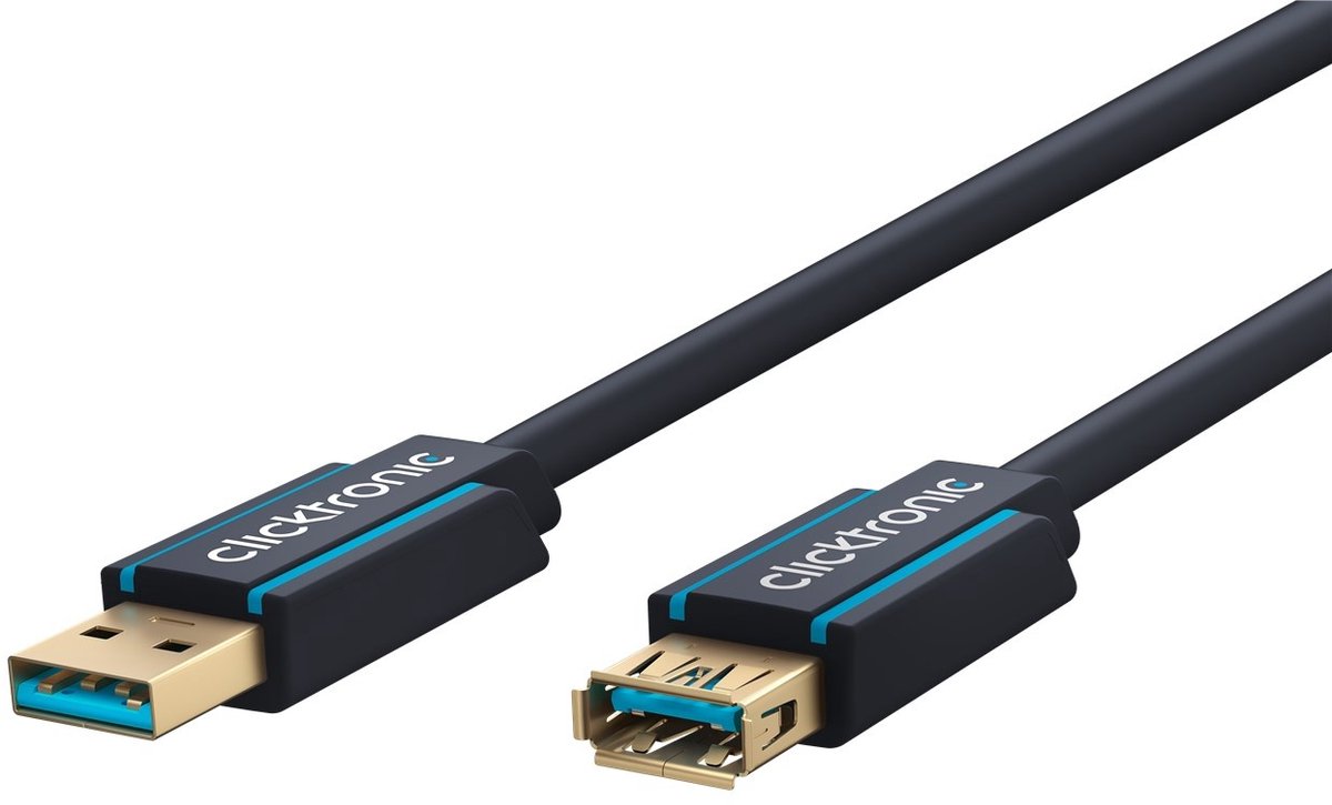 3 meter USB 3.0 A/A m/f USB kabel USB 3.2 Gen 1 (3.1 Gen 1) USB A Blauw