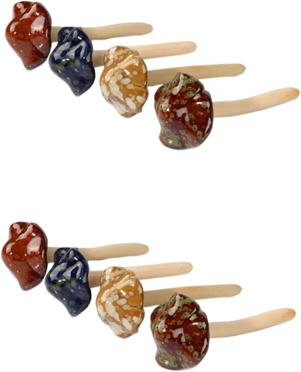 Keramische Tuinpaddestoelen - Gazonornamenten Set - Sprookjestuin Decoratie - Handgemaakt Aardewerk - 8 Stuks - Gemengde Kleuren