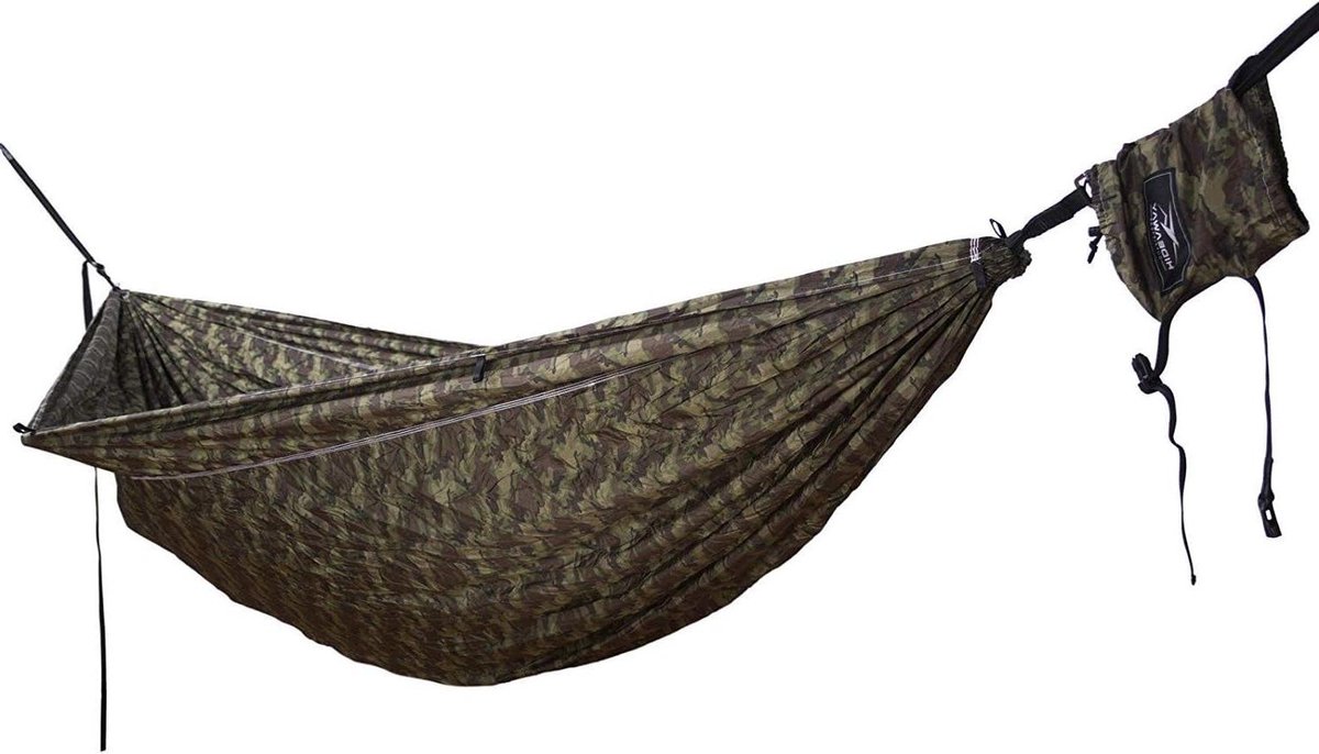 Dubbele Hangmat - Kampeer Hangmat - Buiten Ontspannen - Ultralicht Nylon - 300 x 190 cm - Camouflage