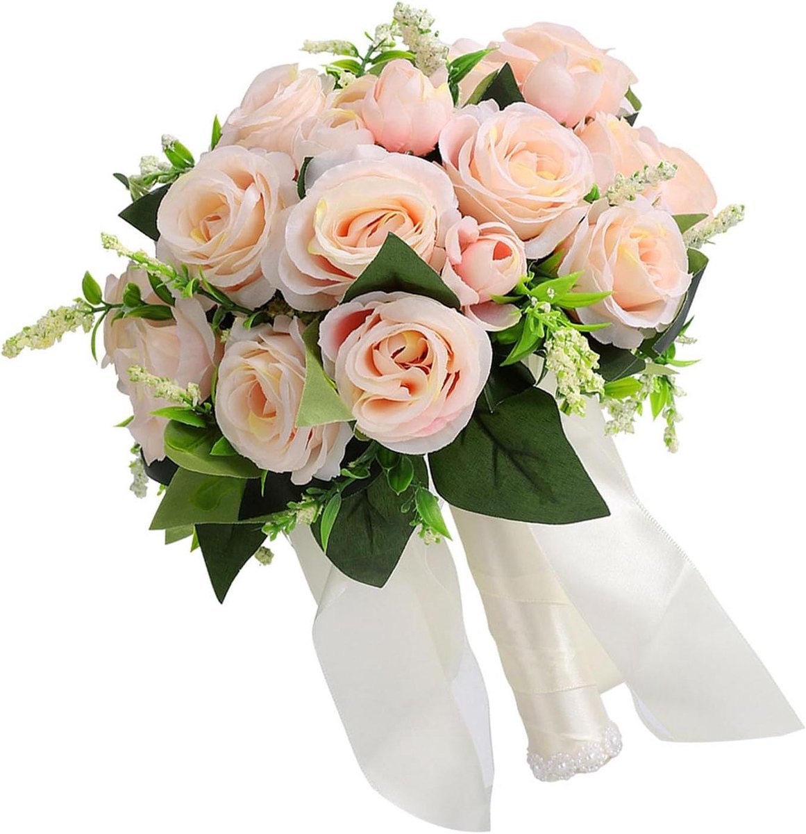 Bruidsboeket - Kunstbloemen - Bruiloft decoratie - Realistisch ontwerp - 25x16x16cm - Champagne